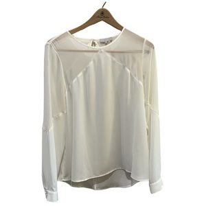 1.STATE White Sheer Blouse Top